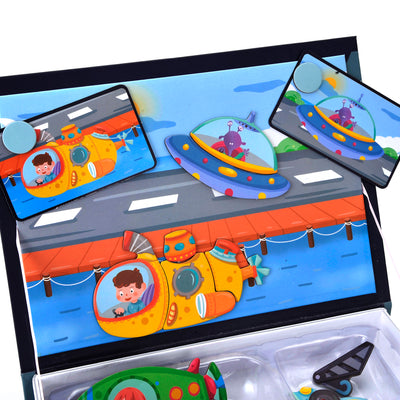 Kidmoro Magnetic Play-Book Traffic Theme 71 Pcs., Come and Play your Children's Creativity, Hand-Eye Coordination, and Observation Ability 9 Ratings