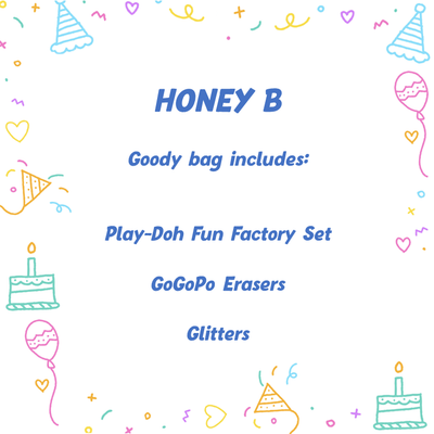 Honey B Goodie Bag for Boys and Girls, Play Doh Fun Factory Set, Gogopo Erasers and Glitters Glue