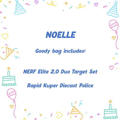 Noelle Goodie Bag for Boys and Girls Aged 4 - 6 Years, Nerf Elite 2.0 Duo Target Set and Rapid Kuper Diecast Police