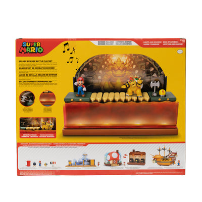 Nintendo Super Mario Deluxe Bowser Battle Playset with Lights and Sounds, 2.5 Inch Bowser Action Figure Included