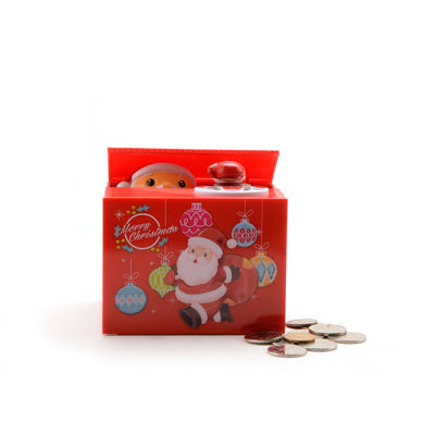 Musical Mischief Santa Stealing Coin Piggy Bank Coin Storage Pot for Xmas Holiday Gift