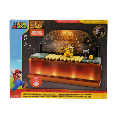 Nintendo Super Mario Deluxe Bowser Battle Playset with Lights and Sounds, 2.5 Inch Bowser Action Figure Included