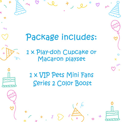Fleur Goodie Bag for Girls Aged 3 - 10 Years, Play Doh Cupcake Macaron Playset VIP Mini Fan