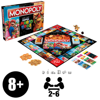 Monopoly The Super Mario Bros. Movie Edition Kids Board Game, Family Games for Super Mario Fans, Includes Bowser Token