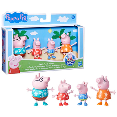 Peppa Pig Toys Peppa's Family Holiday, 4 Peppa Pig Family Figures in Tropical Holiday Outfits