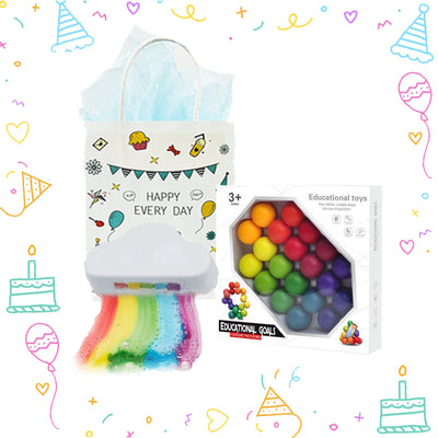 All Human Kinds Goodie Bag for Girls Age 3 - 12 Years, Shaping Beads and Rainbow Cloud Bath Bomb
