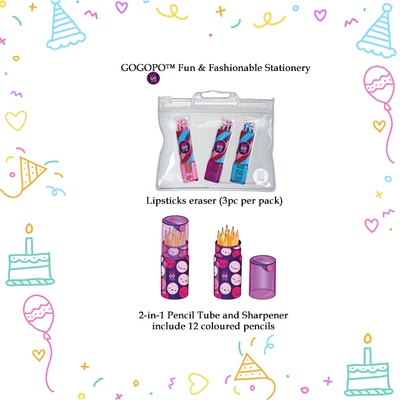 Unicorn Goodie Bag for Girls Age 3 - 6 Years, Play-Doh Unicorn Playset, Gogopo Pencil Tube, and Gogopo Lipstick Eraser