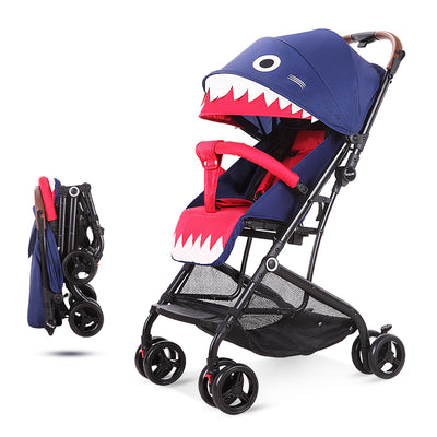 Hapair Baby Stroller Shark Design, Lightweight Compact Travel Stroller - One Hand Fold, Umbrella Stroller, Linen Fabric