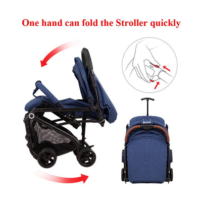 Hapair Baby Stroller Grey Colour, Lightweight Compact Travel Stroller - One Hand Fold, Umbrella Stroller, Linen Fabric