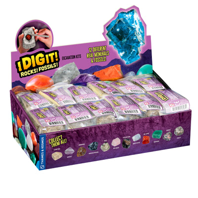 I Dig It Rocks Fossils Excavation Kits, 12 Different Real Minerals and Fossils