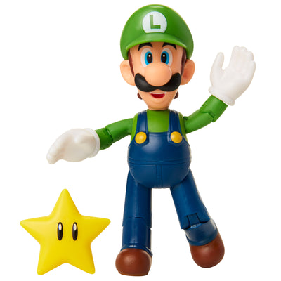 Super Mario 4 inch Luigi Super Star Figure