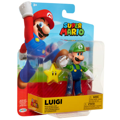 Super Mario 4 inch Luigi Super Star Figure