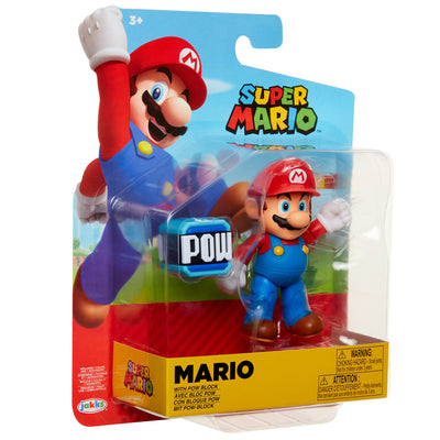 Super Mario 4 inch Mario with Pow Block Figure