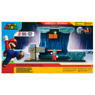 Super Mario Underground playset with Ice Mario Action Figure Includes 2 Interactive Environment Pieces , Green