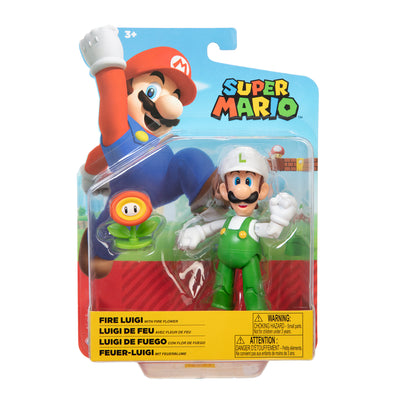 Super Mario 4 inch Fire Luigi with Fire Flower Action Figure
