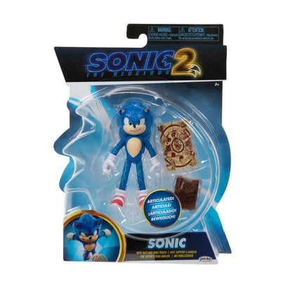 Sonic 2 The Hedgehog 4-inch Sonic with Map & Ring Pouch Accessory
