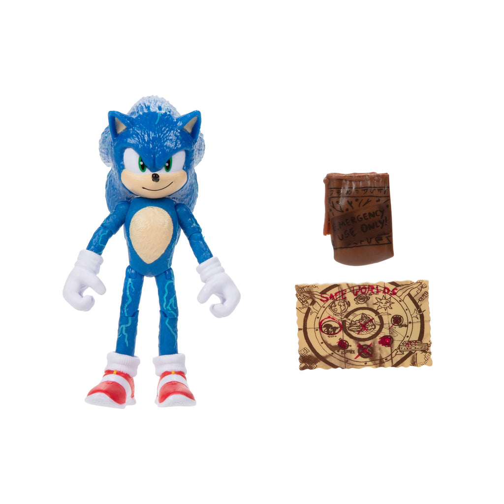 Sonic 2 The Hedgehog 4-inch Sonic with Map & Ring Pouch Accessory