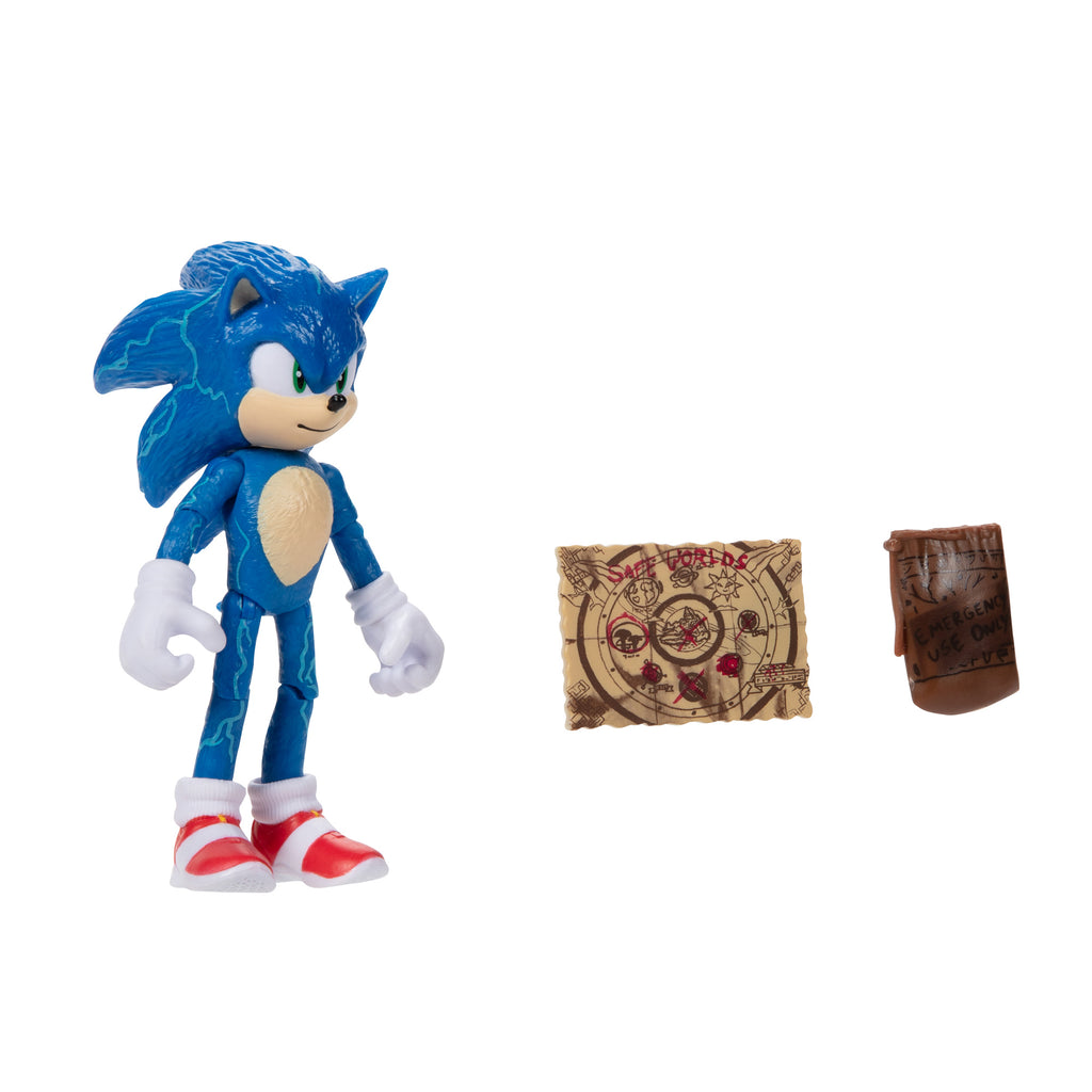 Sonic 2 The Hedgehog 4-inch Sonic with Map & Ring Pouch Accessory