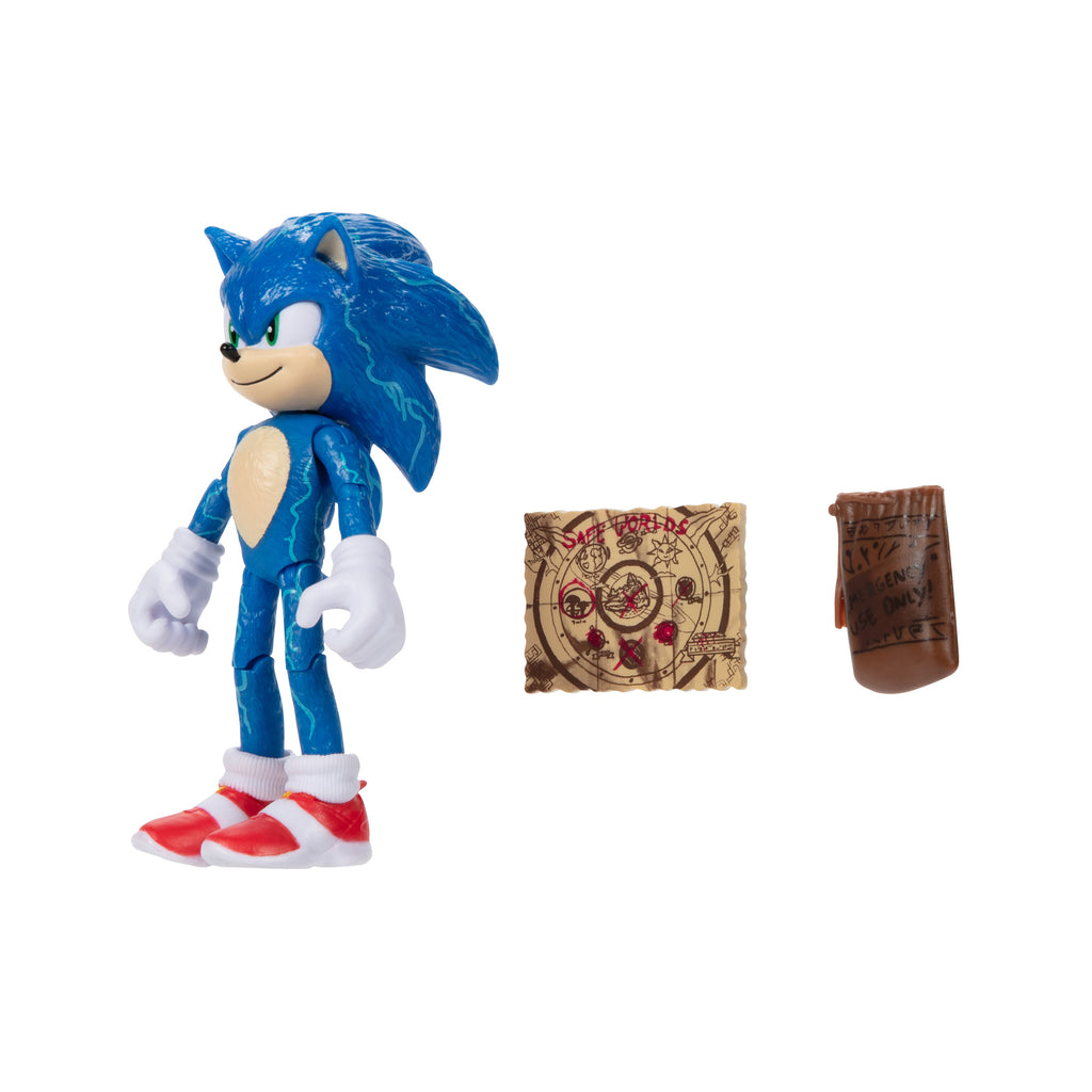 Sonic 2 The Hedgehog 4-inch Sonic with Map & Ring Pouch Accessory