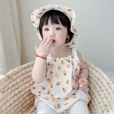 Vigo Orange Fruit Onesie with Hat Set for Babies