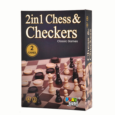 PlayFun 2-in-1 Chess and Checkers Classic Game, 2 Players