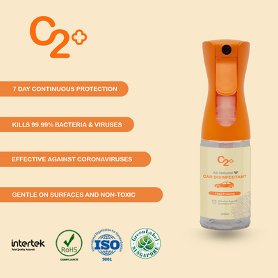 C2+ All-Natural 7 Day Car Disinfectant 200ml & Refill 1L