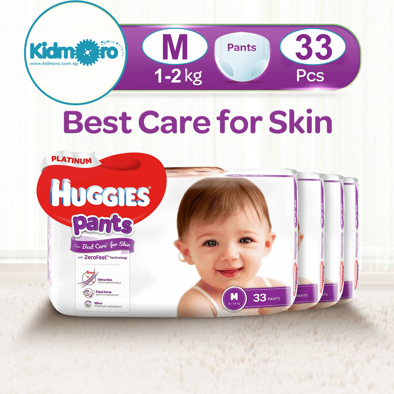 Huggies Platinum Nature Made Diapers M 64s (1Carton=3packs)