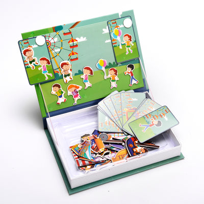 Kidmoro 58 Pcs. Magnetic Amusement Park Magnetic Play-book