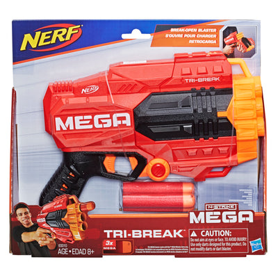 Nerf Mega Tri-Break Blaster, Break Open Barrel To Load Darts
