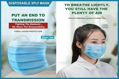 50 Pcs. 3PLY Disposable Surgical Mask, Ear-loop and Elastic