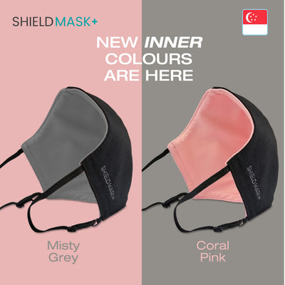 ShieldMask+ Reusable 4PLY Layers Face Mask for Adults ( Misty Grey Inner Color )