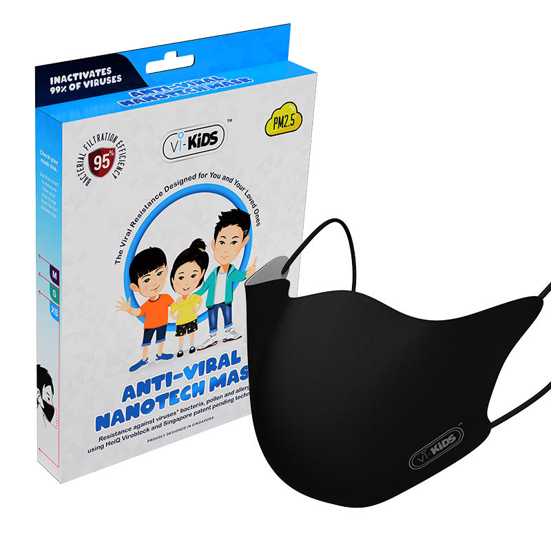 VI-KIDS Antimicrobial Reusable Face Mask - Black