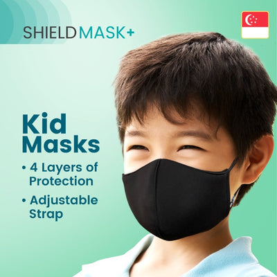 ShieldMask+ Reusable 4PLY Layers Face Mask for  Kids Size (Plain Color)