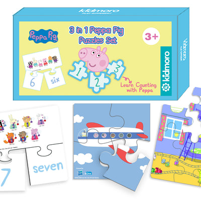 Peppa Pig 3-in-1 Counting Puzzle Set, Learn your Kids Counting with Peppa