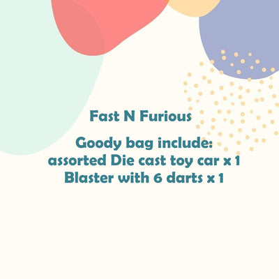 Fast N Furious Goodie Bag, Ages 6+, ($8.90/Bag, Min. Order 5 Bags)